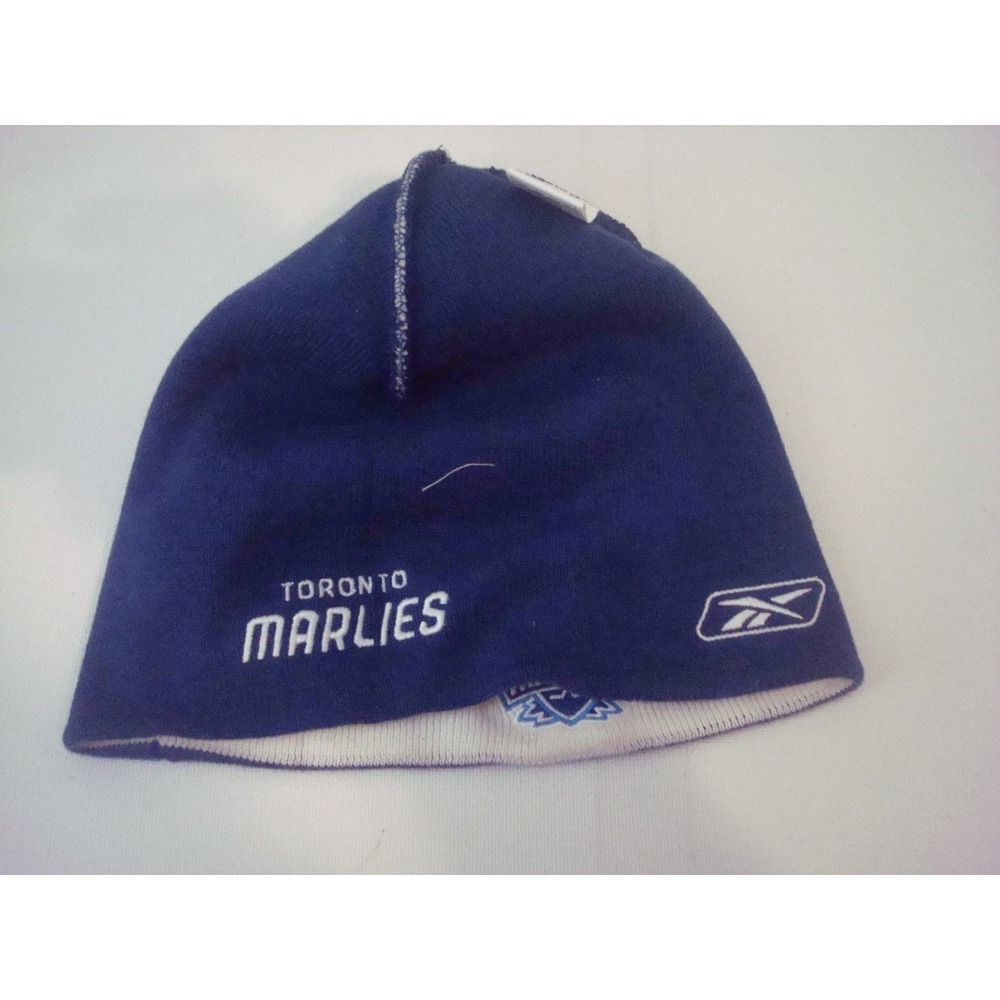 TORONTO MARLIES REEBOK  BLUE  BEANIE KNIT TOBOGGAN HAT CAP VINTAGE DEADSTOCK st6